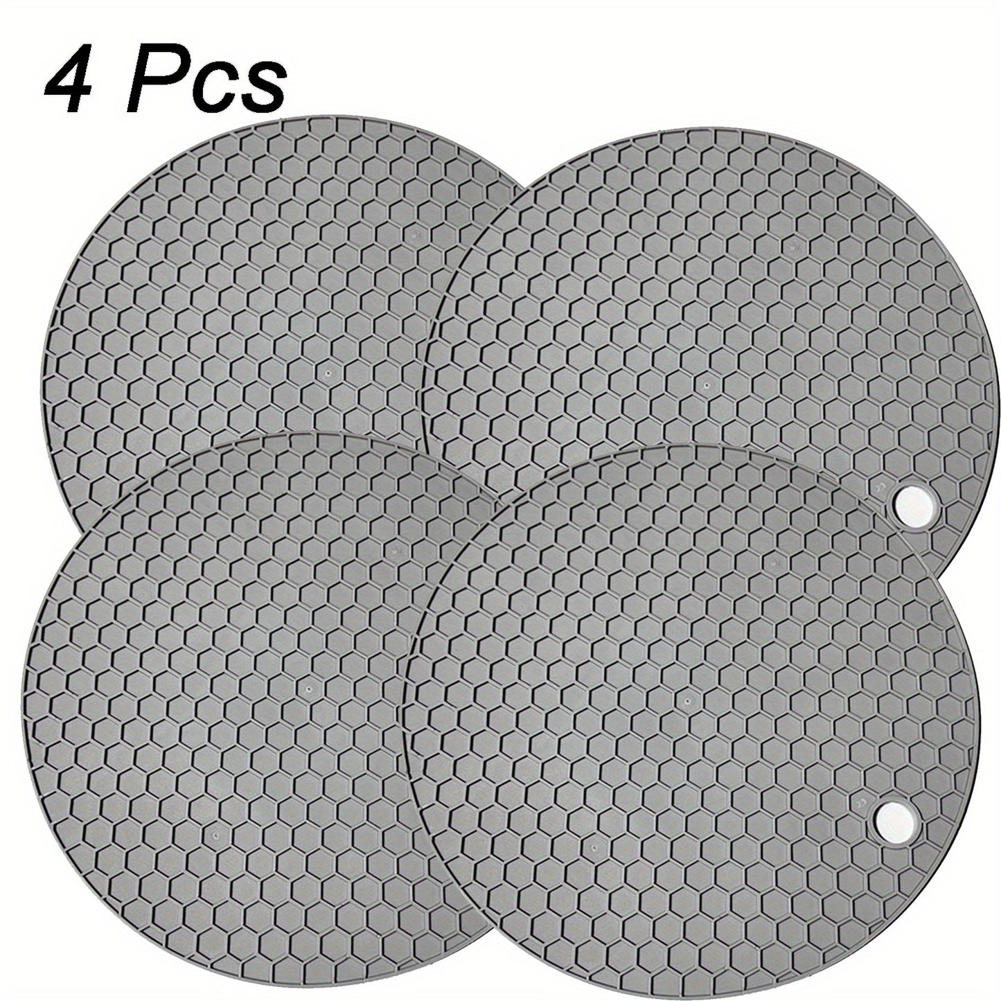 1/4pcs Round Honeycomb Silicone Placemat 17.02 Cm, Heat Insulation Pad, Non-slip Pot Holder, Easy To Clean And High Temperature Resistant Table Mat, Tabletop Protection, Home Kitchen Dining Table Decor