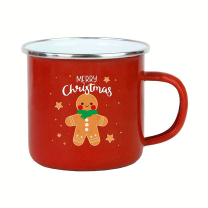 Christmas-Themed Enamel Coffee Mug - Red, Insulated Cup for Hot & Cold Beverages, Perfect Gift for Daughters, Nurses, Doctors, Friends, and Bosses