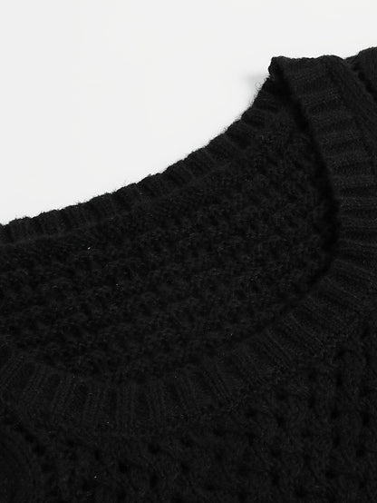 Vestido de malha rosa elegante para mulher - Casual, manga comprida, gola redonda, comprimento midi justo com padrão de tranças, perfeito para outono/inverno, 100% poliéster.