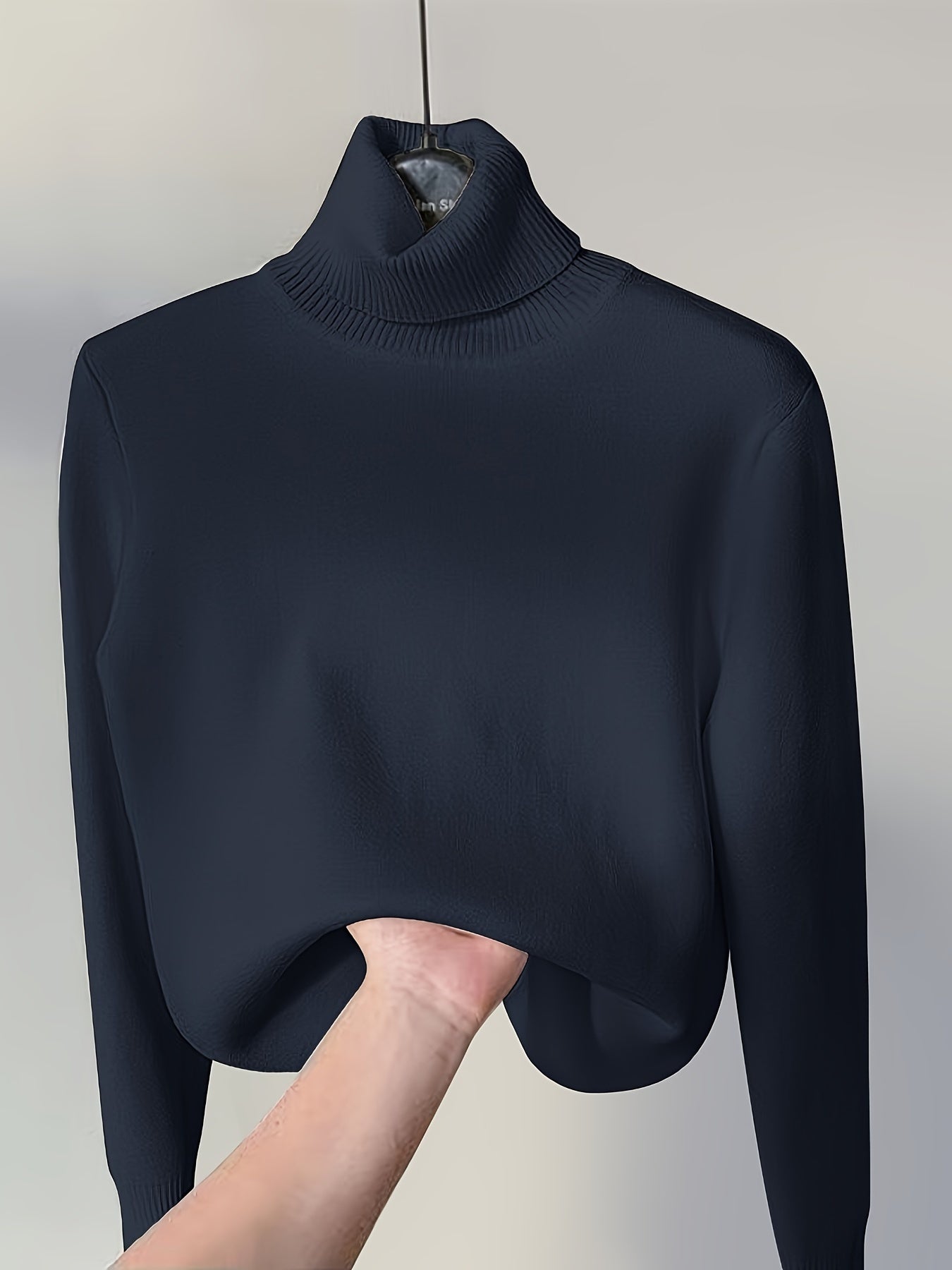 Solid Turtle Neck Pullover Sweater, Casual Long Sleeve Thermal Sweater For Fall & Winter, Women's Clothing