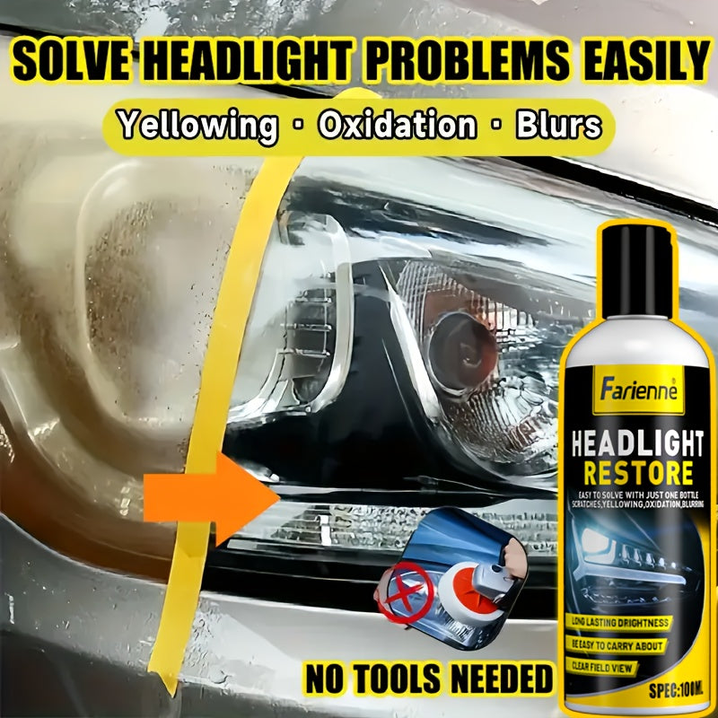 Professional Headlight Restorer - Remove Yellowing, Oxidation & Foggy Car Headlights - Lens Polish Abrasive Material - Effective in Enhancing Car Light Brightness, Abrasive Polish
