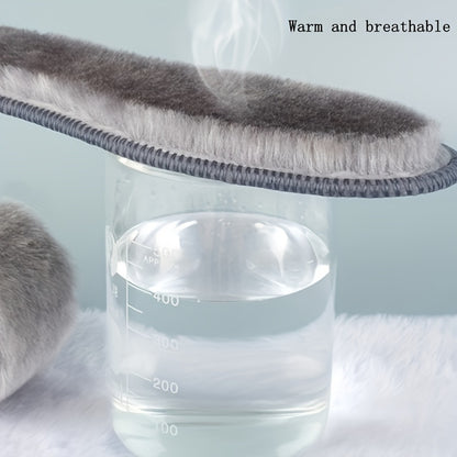 1 Pair of Plush Thermal Felt Insoles for Men & Women - Ultra-Warm, Breathable Winter Shoe Inserts with Faux Rabbit Fur, Sizes 35-45/3.5-9.5, Perfect for Snow Boots, Winter Boots