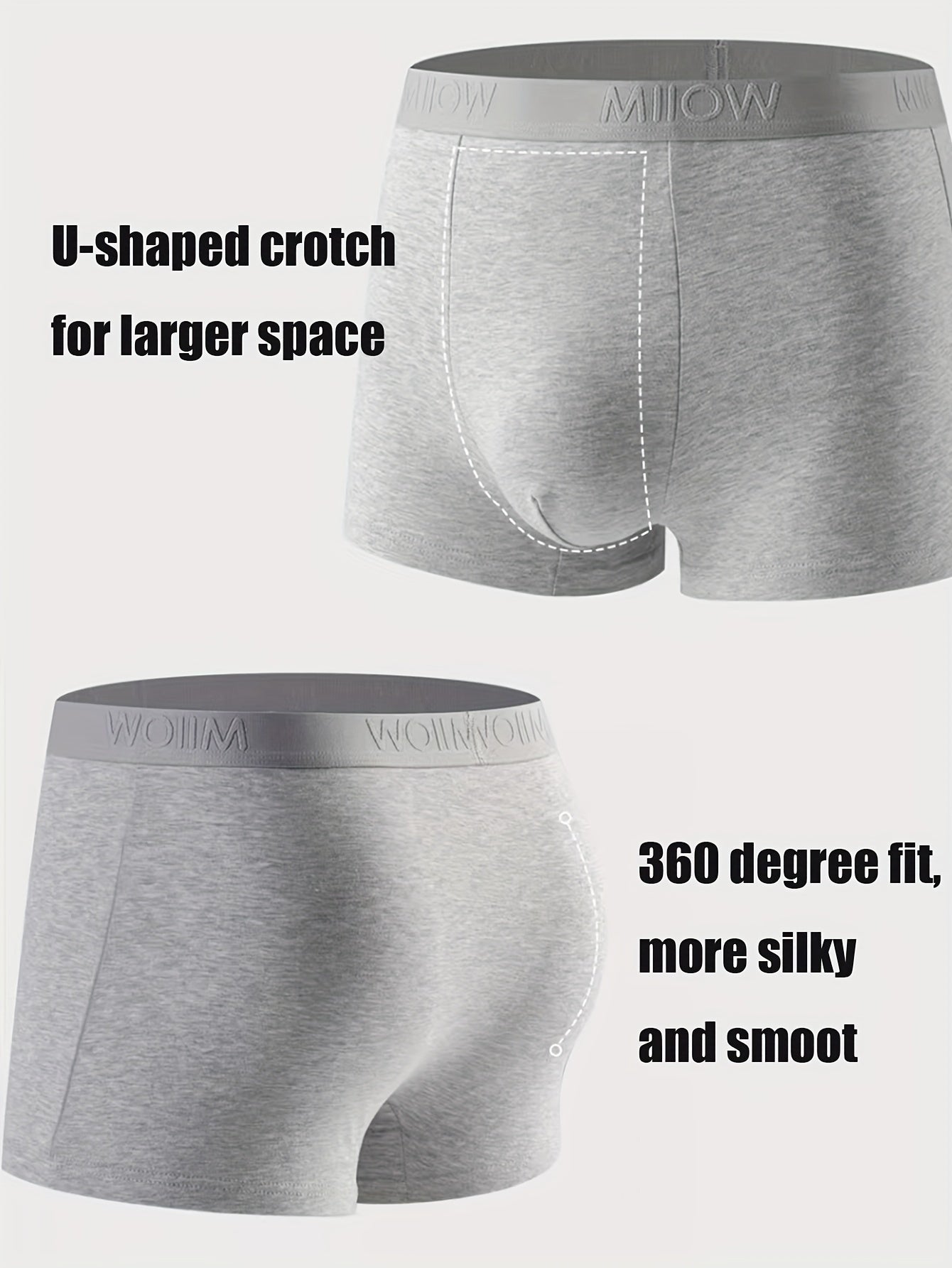 4pcs Dark Grey and Light Grey Men's Underwear