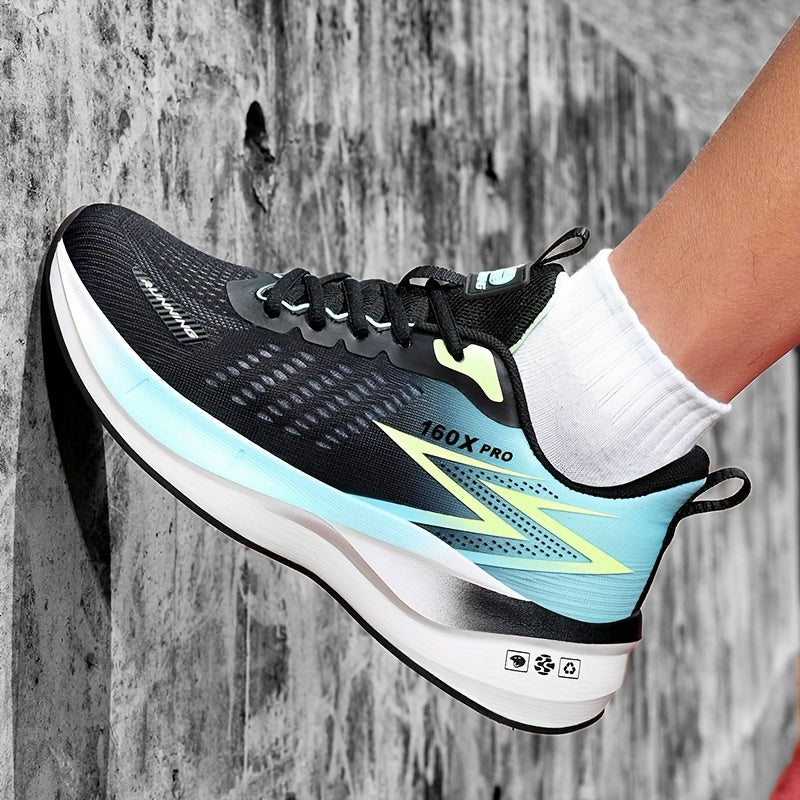 Men's Lightweight Breathable Hiking & Running Shoes - Trail, Gym, Road Shoes - Turquoise & Neon Green Accents - All-Season Outdoor Sneakers - Cushioned MD Sole - Lace-Up Closure - Compatible with Women's Compatible Partners -