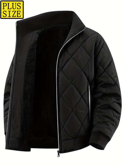 Men's Oversized Winter Coat 2XL-9XL (Big & Tall) - Thick Full-Zip Jacket with Stand Collar, -Filled Large Pockets - Heavy-Duty Cold Weather Outerwear for Plus Size Men, Hand Wash/Dry Clean (Casual Winter Jacket), PLUS SIZE