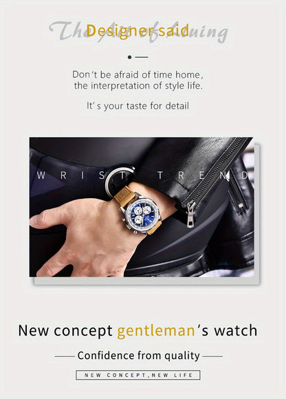 Relógio BENYAR para homem, marca de alta qualidade, desportivo, multifunções, cronógrafo, quartzo, preto, elegante, com calendário e bracelete em pele.