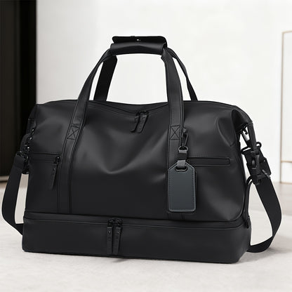 Large Capacity Heavy-Duty Gym Tote Duffel Bag with Shoe Compartment & Golden-Tone Hardware - Multi-Purpose Weekender Travel Bag for Men & Women, Sports, Outdoor, Business - Convertible Backpack/Duffel (Black)