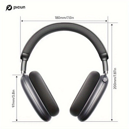 Picun F8 Pro Wireless Over-Ear Headphones with 52dB Hybrid ANC, Hi-Res Audio, Detachable Fabric Ear Cushions, Smart 5-Mic ENC, 140-Hour Standby, and Seamless Dual-Device Connectivity, Black, Wireless Headphones, Modern Headph