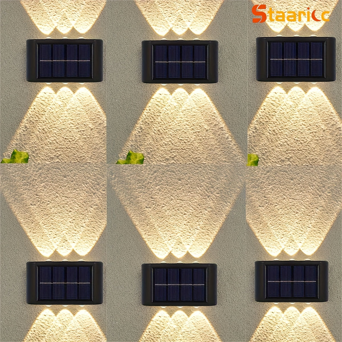 Staaricc 6/ 4/ 2pcs Solar Wall Light, Outdoor 6 LED Deck Lights, Wall Light, For Courtyard, Street, Fence, Garage, Garden Perfect Decoration