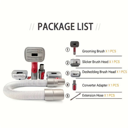 Groom Tool Kit For Dyson Vacuums, Pet Dog Brush Hair Vacuum Attachment For Dyson V7/8/10/11/15, Suitable For Long Or Medium Haired Dogs, Vacuum-Assisted Dog Groomer & Self-Cleaning Mess-free Grooming