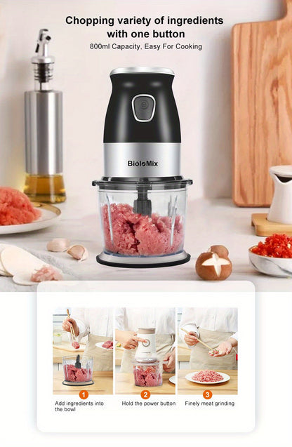 500W Portable Personal Blender Mixer Food Processor with Chopper Bowl 600ml Juicer Bottle Meat Grinder Youngsters Food Maker