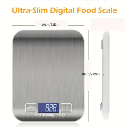 1pc Weluvfit 10kg/1g Multifunction Electric Digital Kitchen Food Scale LCD Display, High Precise Waterproff Measuring Scale With Stainless Steel Surface For Weight Loss, Baking, Cooking, Keto And Meal Prep