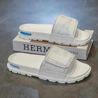 Sandálias leves de EVA para homem com estampado de letras - Calçado casual para praia e streetwear, conforto para todas as estações, ideal para atividades ao ar livre e uso diário, calçado desportivo | Textura elegante