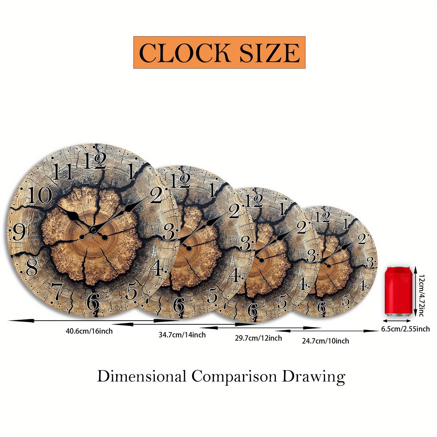 1pc Fantasy Style Analog Wall Clock, Tree Stump Pattern Non-Ticking Clock, Suitable for Living Room, Bedroom, Dining Room Wall Decoration, Ideal Birthday, Easter, New Year Gift, AA Battery Powered (Not Included)
