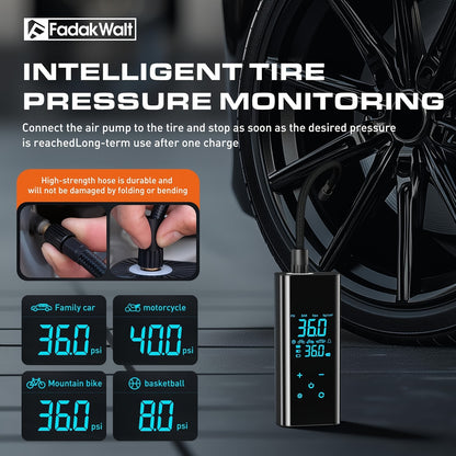 Recomendação: Bomba de ar de alta velocidade de 150 PSI com visor digital inteligente e luz de emergência para reparação de pneus. Adequada para encher carros, motas, bicicletas e diversos tipos de bolas. Versão preta obsidiana.