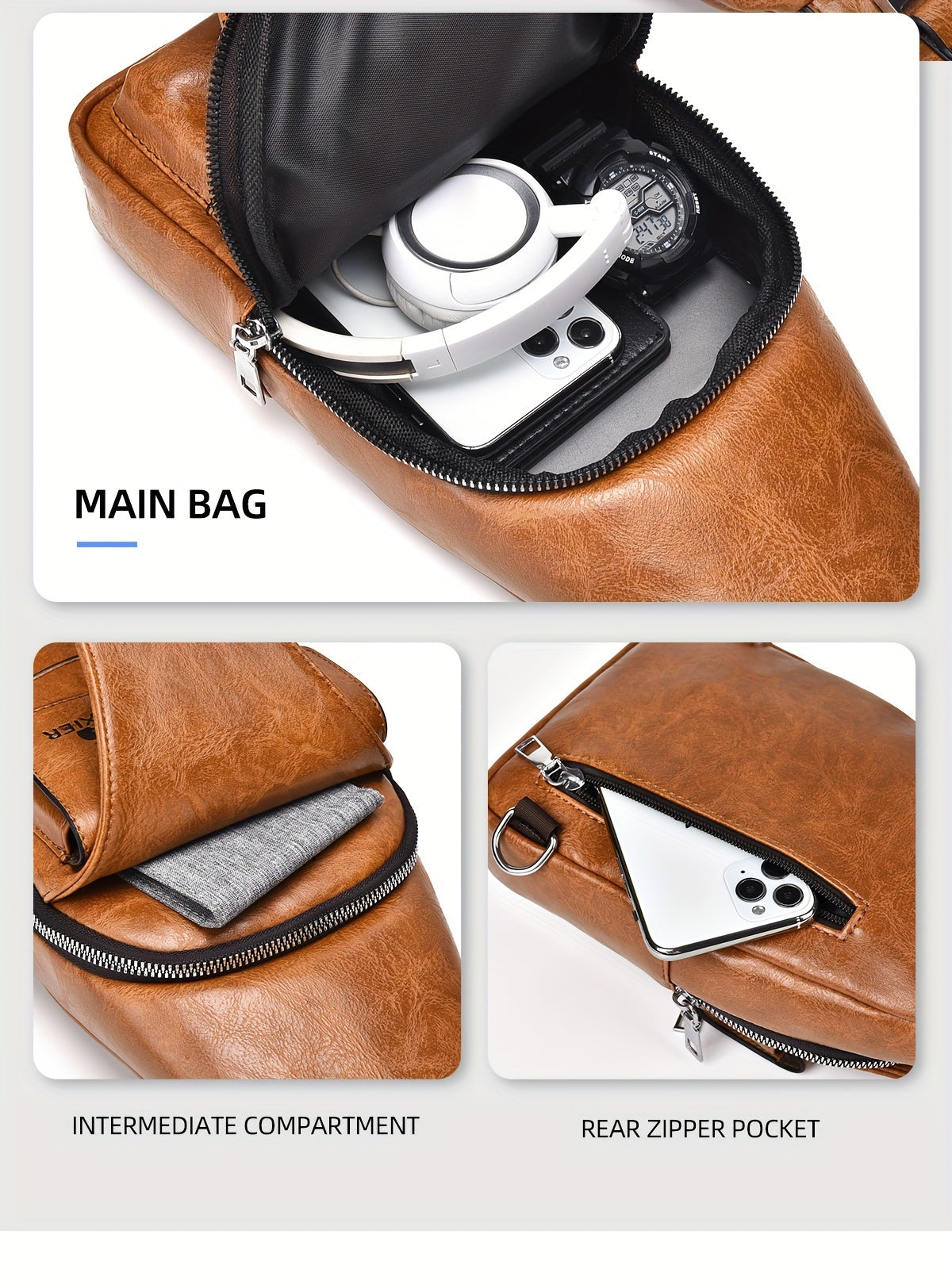 New and Wear-Resistant Men's Crossbody Bag, Handbag, Shoulder Bag, Chest Bag, Made of Wear-Resistant Fabric, with Large Capacity, Convenient to Carry, Suitable for Daily Work, Leisure, and Travel, Available in Multiple Colors