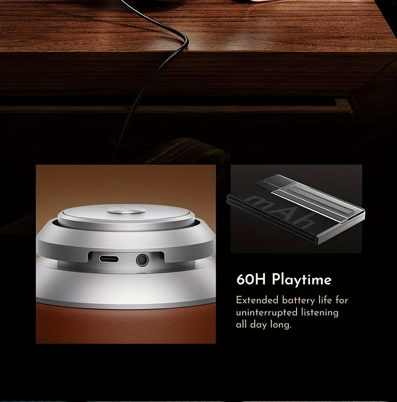 Picun Over-Ear Wireless Headphones, Wireless 5.3 with Low Latency Mode, Dual Composite Drivers for Hi-Fi Sound, 60H Playtime & Real-Time Battery Display, Wired/Wireless Dual Mode, Adjustable Head