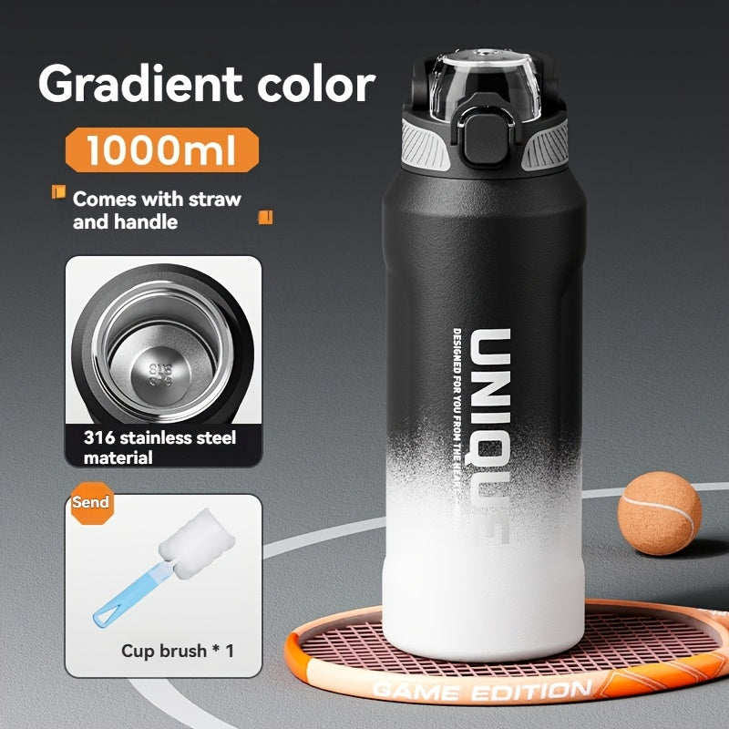 32oz nRMEi Insulated Stainless Steel Water Bottle with Pop-Up Lid, Handle & Straw - 316 Stainless Steel, BPA-Free, 4-Season Hot/Cold Retention, Large Capacity for Outdoor, Travel, Everyday Use, Insulated Water Bottle, Sleek M