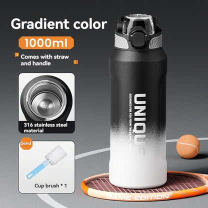 32oz nRMEi Insulated Stainless Steel Water Bottle with Pop-Up Lid, Handle & Straw - 316 Stainless Steel, BPA-Free, 4-Season Hot/Cold Retention, Large Capacity for Outdoor, Travel, Everyday Use, Insulated Water Bottle, Sleek M