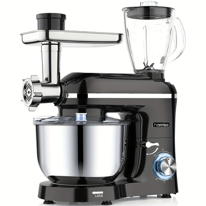 Homlee 6 in 1 Multifunctional Stand Mixer with 5.5L Stainless Steel Bowl, 2000W 6 Speed Tilt-Head Meat Grinder, Juice Blender with 1.5L Glass Jar, Multi-Functional Food Processor, Commercial Mixers for Most Home Cooks Beater