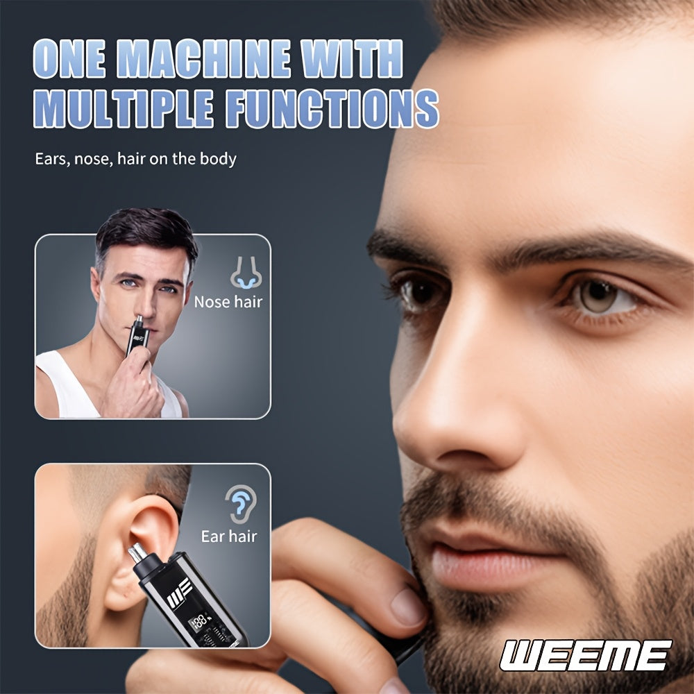 WEEME Men'S USB-Powered Ear & Nose Hair Trimmer with LCD Display, Rechargeable Battery, Ergonomic Design for Precise Trimming, Ideal Gift for Father'S Day, Birthday