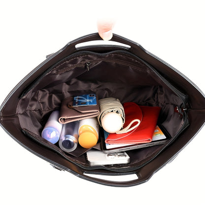 2025 New Women'S Shoulder Tote Bag, Stylish Large Capacity Underarm Bag, Casual Handbag, Soft Shoulder Bag, Women'S Commuter Bag, Made of High-Quality Synthetic, a Bag for Documents, Elegantly Simple Design, Zipper Closure, S