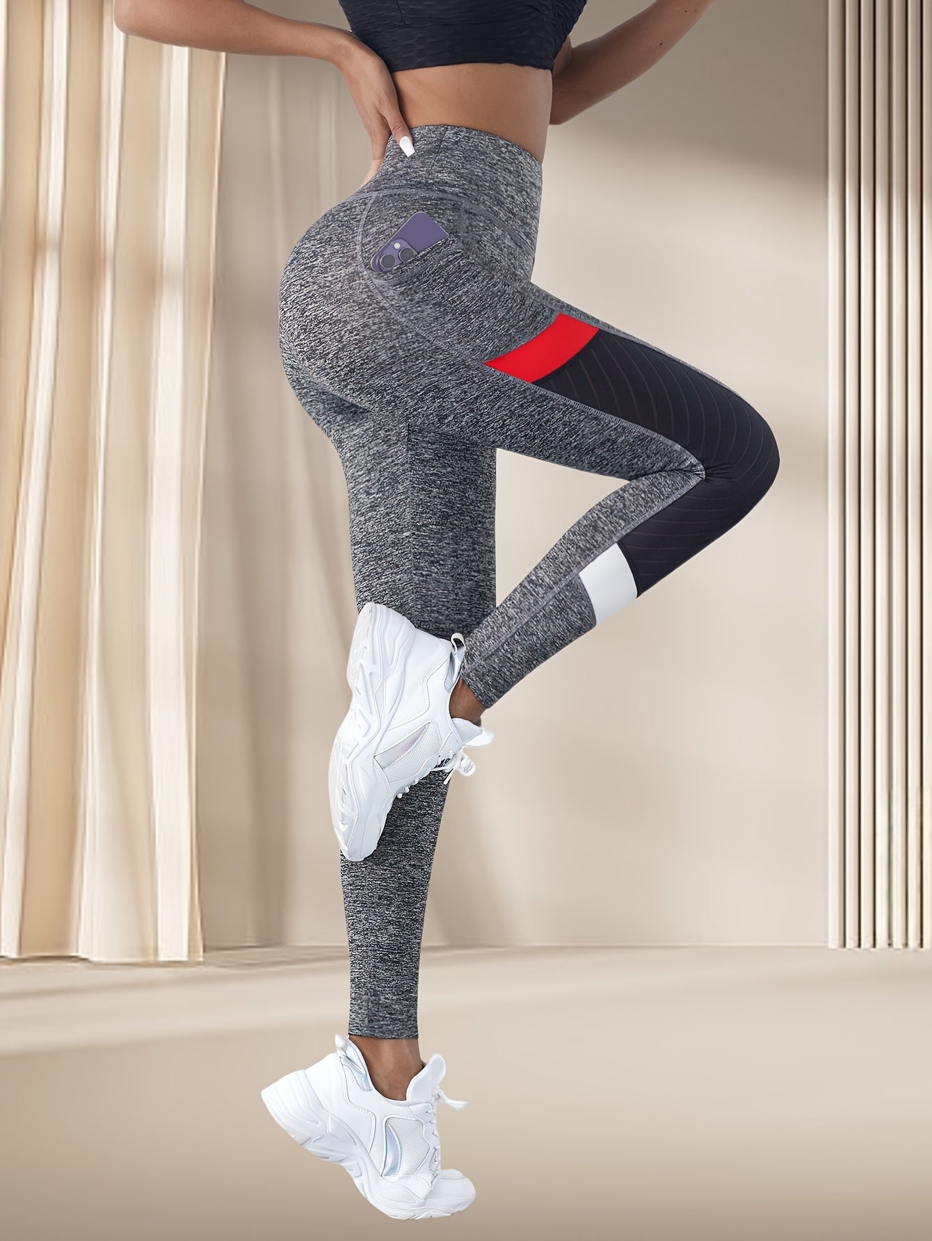Women'S High-Waisted Yoga Pants - Tummy Control Butt-Lifting Workout Leggings with 4-Way Stretch, Breathable Moisture-Wicking Fabric & Side Pockets for Gym, Running, Outdoor Fitness - All-Season Comfort, Yoga Leggings, Gym Ap