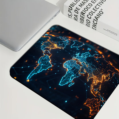 1 durable gaming mouse pad, non-slip washable keyboard desk mat accessory, an ideal gift for gamers, office and study accessories - global map of the digital world