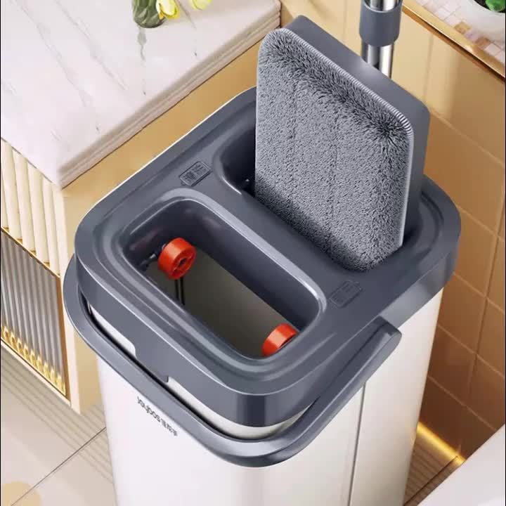 Joybos Flat Floor Mop and Bucket Set with Self-Cleaning System - Manual Squeeze Mop for Home and Office Use, ABS Material, Multisurface for Living Room, Bathroom, Kitchen, Glass Floors - No Electricity Needed