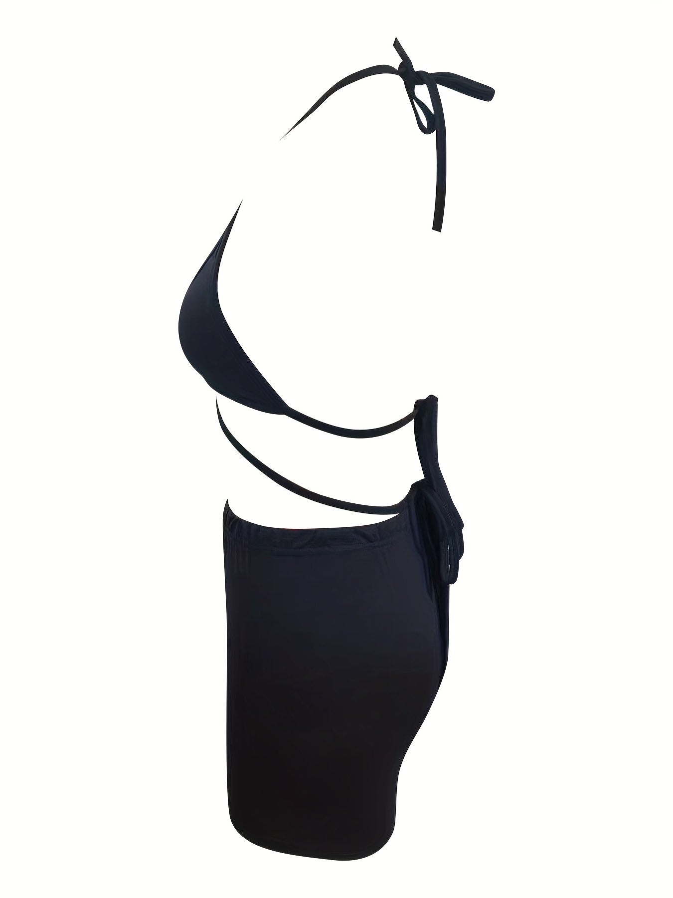 Sexy Solid Two-piece Set, Halter Neck Crop Top & Elastic Waist Shorts Outfits, Women's Clothing