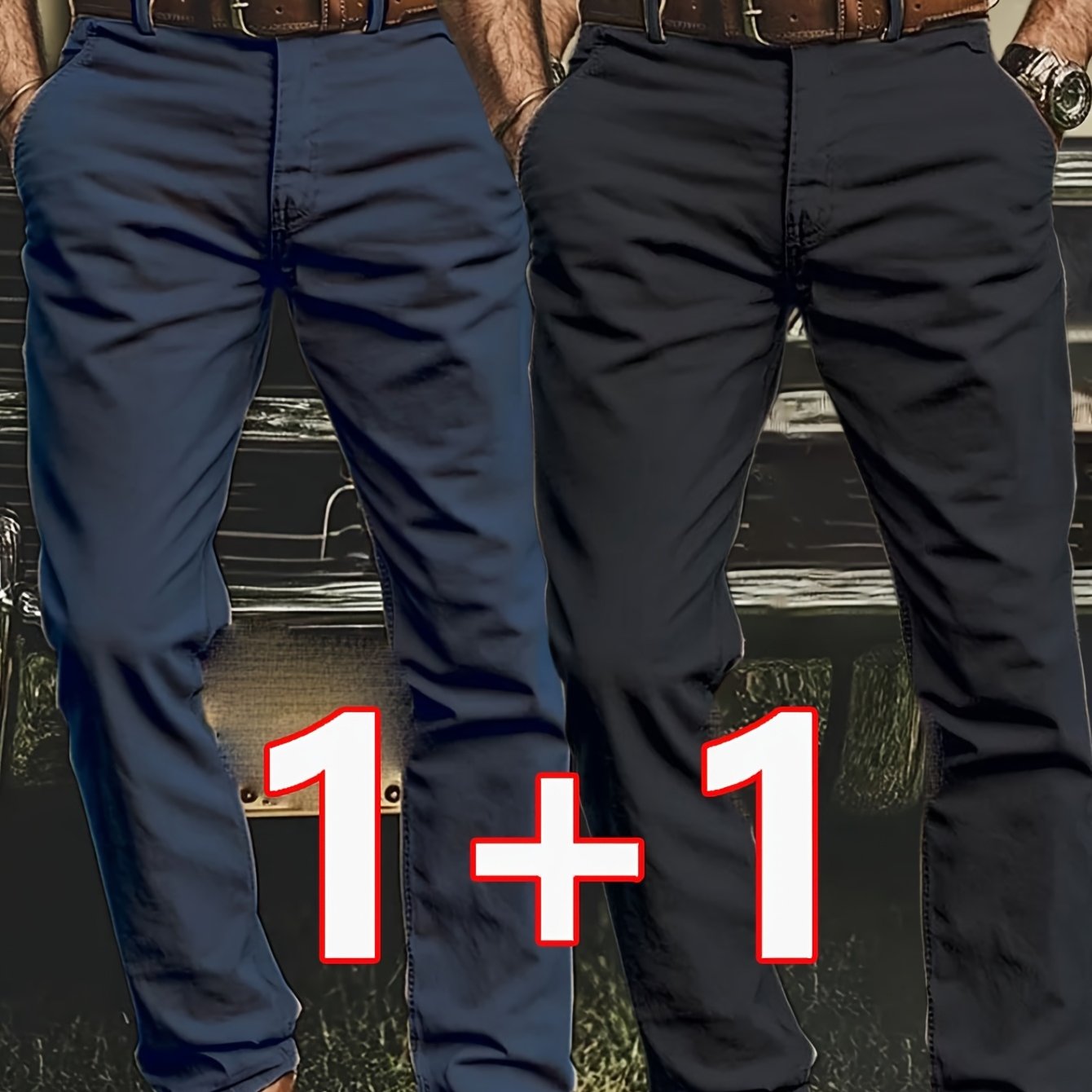 2pcs Men'S Stretch Chino Pants - Straight-Leg Business Casual Trousers with Elastic Waistband, All-Season Formal & Everyday Pants for Office, Meetings, And Casual Attire, Office Wear, Modern Trousers, Comfortable Fit, Versati