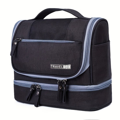 Multi-Functional Travel Organizer with Top Zipper Closure & Hanging Loop - Heavy-Duty High Quality Folding Toiletry & Cosmetic Case with Multiple Compartments, Golden-Tone Hardware, Durable Fabric Construction - Ideal for Bus