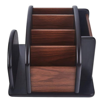 1pc Creative Multi-Functional Wooden Desk Organizer with 360 Rotation, Office Remote Control Holder, Pen Cup, No Electricity Needed, Desk & Drawer Organizer for Home Storage