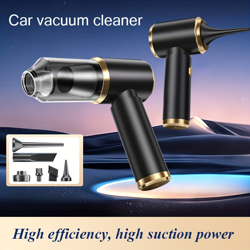 Cordless Car Vacuum Cleaner with USB Charging, One-Button Operation & 4-in-1 Function (Suction, Water Blending, Blow, Vacuum, Clean) - Wireless Handheld Vacuum with 4-in-1 Nozzle, Portable Vacuum for Home/Car Use, Cordless Ca