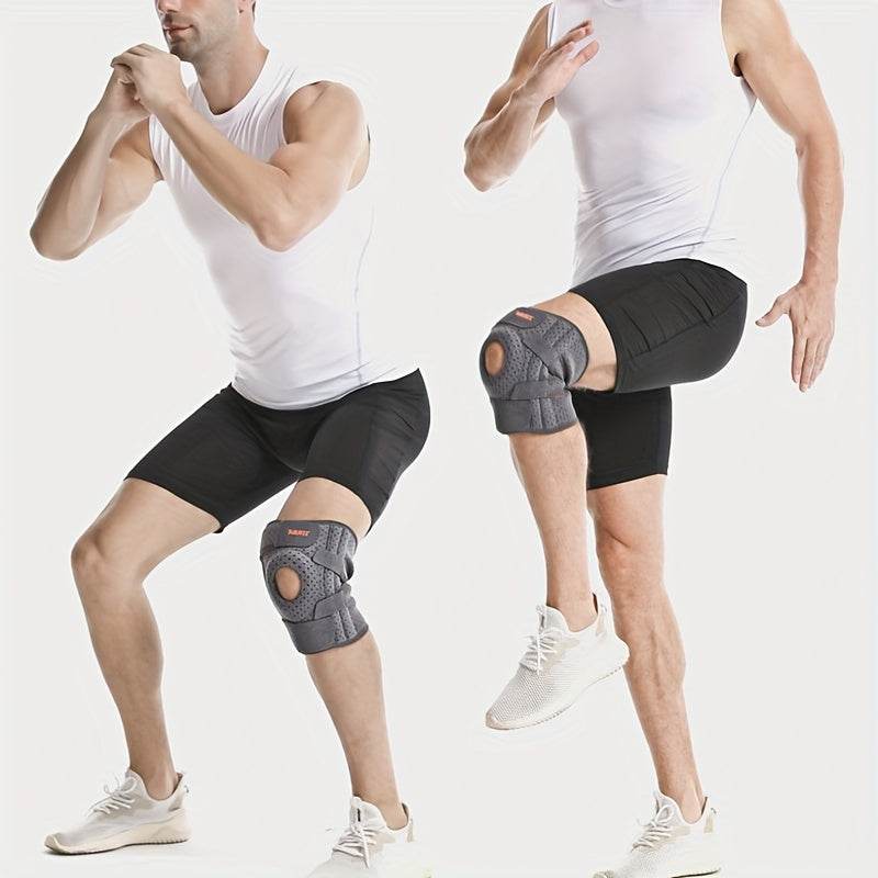 Joelheira de suporte ajustável - Respirável, ajuste confortável para desporto, cinzento/preto, para o inverno.