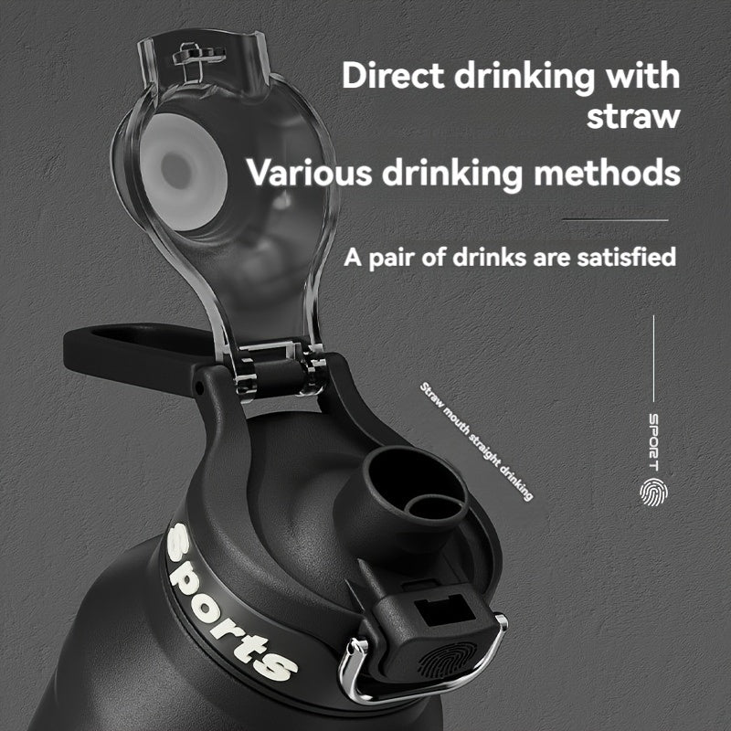 NRMEI Stainless Steel Water Bottle - 12-Hour Heat Retention, 24-Hour Cold Retention, Leak-Proof & BPA-Free with Portable Handle and Dual Drinking Cups, Perfect for Outdoor Cycling, Camping, Hiking, Valentine's Day, Mother's D