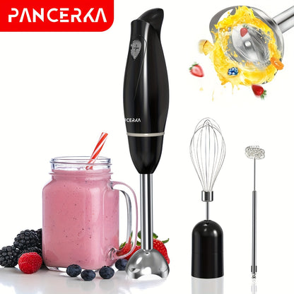 PANCERKA 1 Set PANCERKA 100 Watt Immersion Multi-Purpose Hand Blender with a Heavy-Duty Copper Motor, Brushed 304 Stainless Steel, And Attachments for Whisking And Frothing Milk, Featuring Stainless Steel Blades Suitable for