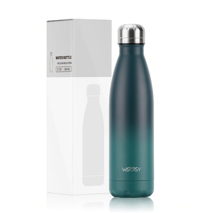 1pc WATERSY 17Oz/500Ml Outdoor Water Bottle 304 Stainless Steel Insulation for Heat Preservation And Cold Preservation with White Card And Silver Hot Stamping Box 2 Sealing Rings