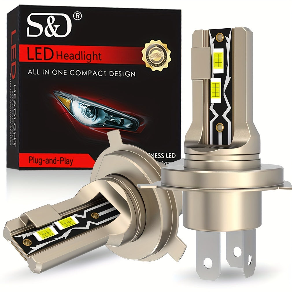 S&D 2pcs H4 LED Bulbs 9003/HB2 LED Fog Lights 30000LM LED Headlight Bulbs CSP Fanless with Canbus High And Low Suitable for Audi, for Honda, for H4 LED Headlight Aluminum Alloy Body, Without Battery, Headlight Bulb