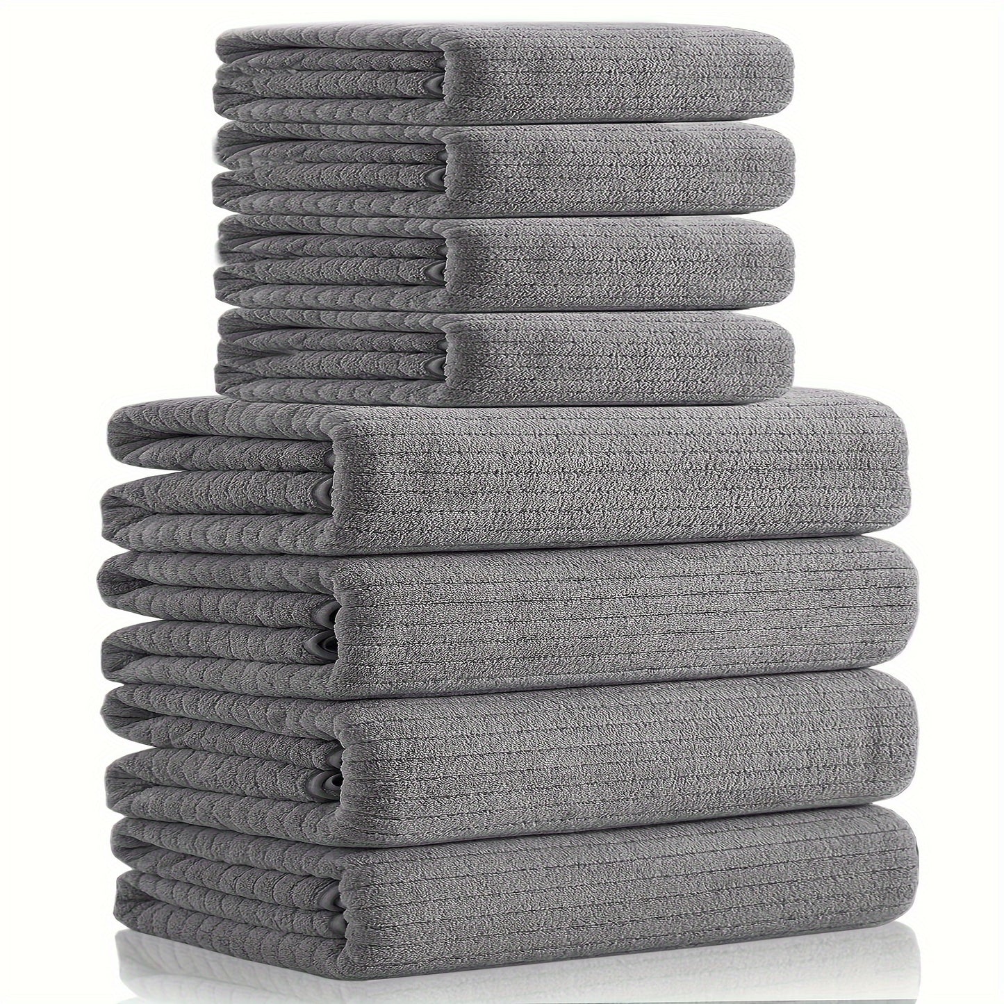 8pcs Solid Color Towels Set, Bath Towels 71.12cm*139.7cm & Hand Towels 35.56cm*76.2cm, Super Soft Breathable Bathroom Towels, Highly Absorbent Shower Towel, For Beach Spa Gym Hotel, Bathroom Supplies