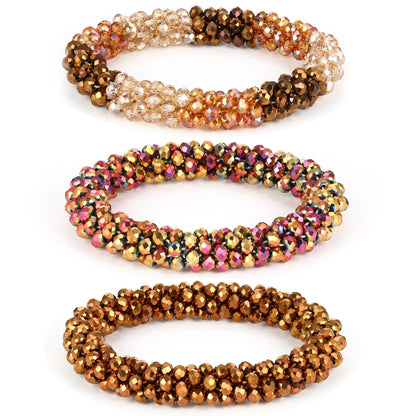 Esbbela 3pcs Bracelet Set Holiday Gift Beaded Artificial Crystal Stackable Strap Set with Elasticity Suitable for Women Men 16.51-20.32 cm Daily Vacation