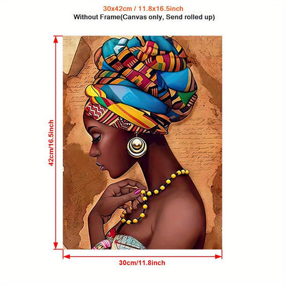 1pc African Art Woman Painting Prints On Canvas, Beauty Girl, Scandinavian Posters, Wall Art Picture, For Living Room/bedroom Decor