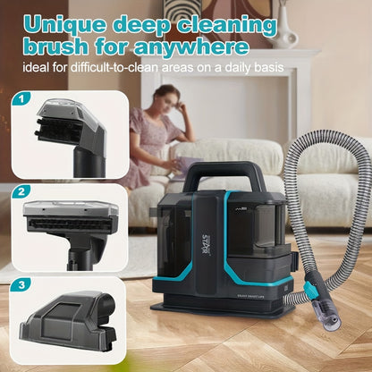 450W Heavy-Duty Carpet Cleaning Machine with Powerful Motor - Deep Cleaning for Hardwood Floors, Carpets, Upholstery, Curtains - Compact Design with Stable Base, European Plug (220-240V) - Ideal for Home, Office, Carpet Clean