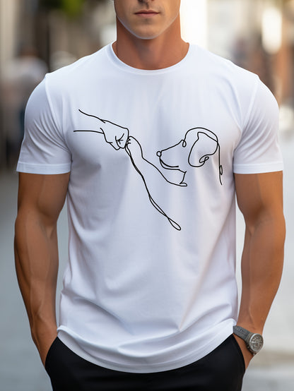 MBDMBD Men's Minimalist Dog Line Art Graphic T-Shirt - Vibrant Yellow with Black dog outline, Lightweight Summer Casual Everyday Tee for Pet Lovers - Machine Washable Apparel, Dog Tshirt, Classic Round Neck, Comfortable Fit