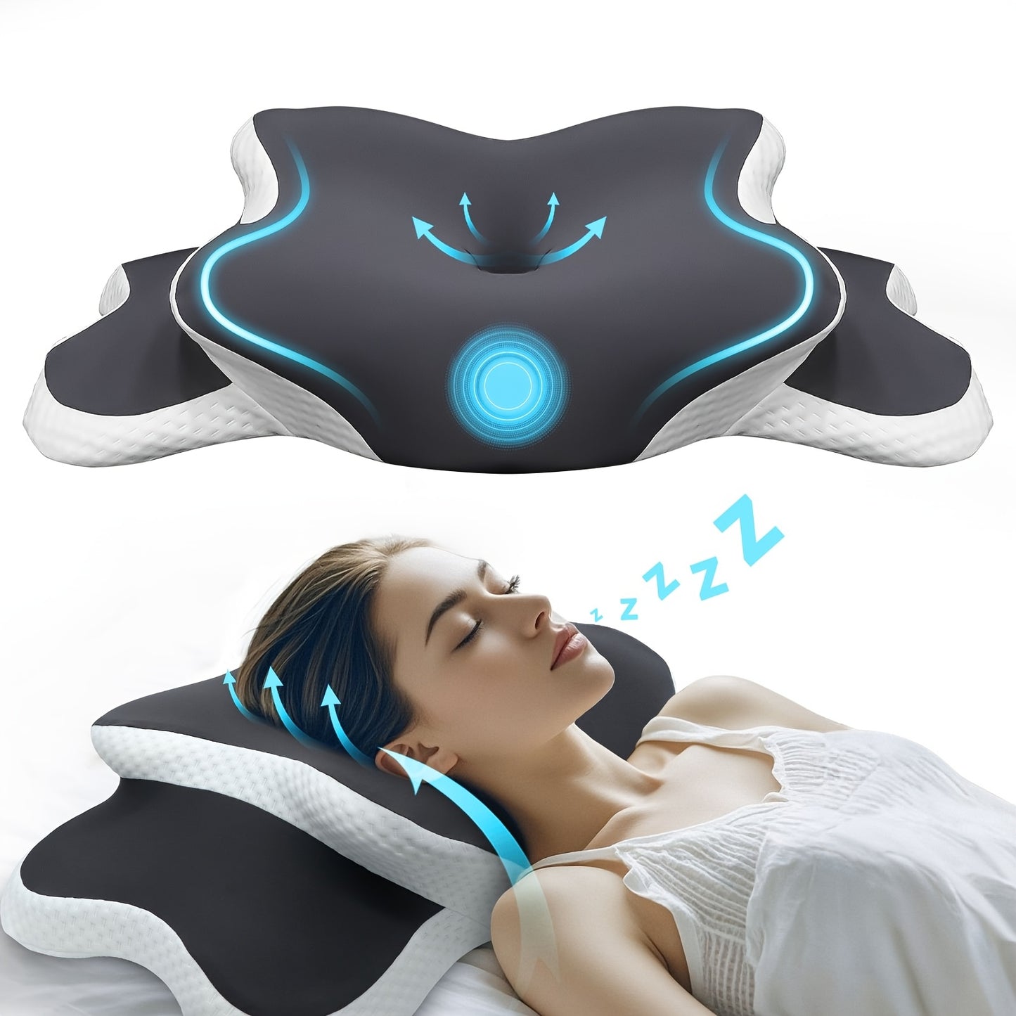 Neck Pillow for Sleep, Cooling Side Sleeping Pillow for Neck Support, Comfortable Soft Contour Pillow, Back Abdomen Sleeping Bed Pillow