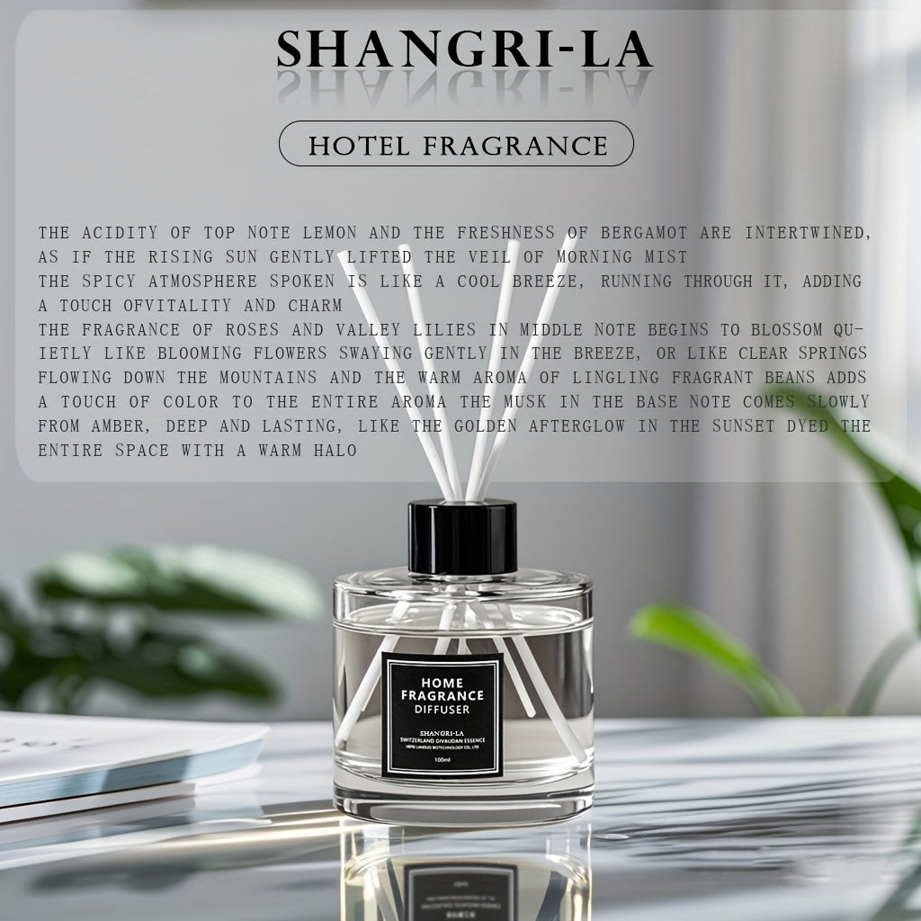 Luxury Hotel Series Reed Diffuser Set - 100ml Large Capacity, Long-Lasting Scent (5-7 Weeks) for Living Room and Bedroom - Spice Fragrance, Swiss Raffinerie Ingredients, Glass and Rattan, Cylinder Shape, Under 1L - Ideal for