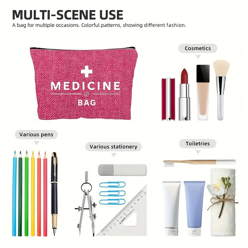 Women'S Makeup Organizer Bag - Zippered Cosmetic Case with Medicine-like design, Lightweight Travel Toiletry Bag for Women, Makeup Brushes, Lipsticks, Essentials - Perfect Gift for Nurses, Teachers, Travelers - Elegant Pink M