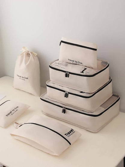 Portable Travel Storage Bag Set of 7pcs Suitcase Clothes Organizer Pouches with Clothing Bags, Underwear Pouches, and Shoe Pouches Suitable for Business Trips by Both Men and Women