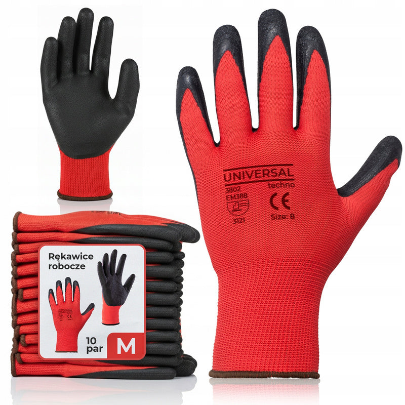 Work Gloves Latex Gardening, Set of 24pcs, Size M, Coated with Latex for Better Grip And Abrasion Resistance, Elastic And Breathable, Made of Polyester Fabric, Fitting to The Hand, Providing Precision of Movements And Work Co