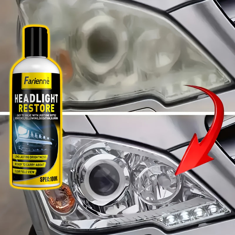 Professional Headlight Restorer - Remove Yellowing, Oxidation & Foggy Car Headlights - Lens Polish Abrasive Material - Effective in Enhancing Car Light Brightness, Abrasive Polish